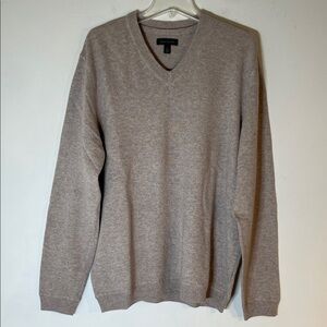NEW! John W. Nordstrom 100% Cashmere Men's Taupe V-Neck Sweater. XL.